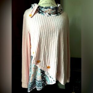 XXL Blush Pink Elastane Cowl Neck Top